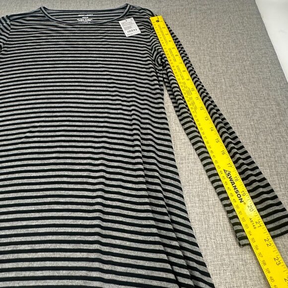 NEW! West Loop Striped Dress Black & Gray Medium Long Sleeve Stretch Rayon & Spa - Picture 8 of 11